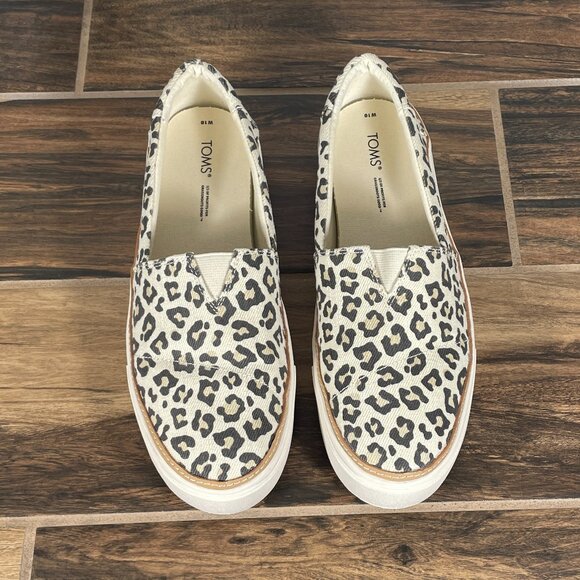 Toms Parker Womens Size 10 Shoes Egret Snow Leopard Twill Casual Comfort Slip On - Picture 12 of 13